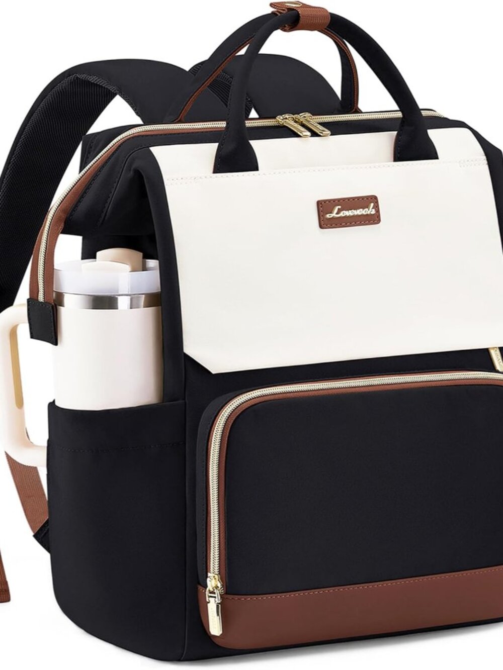 Laptop Backpack for Women with Giant Tumbler Holder Pocket, 15.6 inch Travel Wor